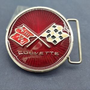 Corvette Red Emblem Logo Vintage Belt Buckle 1960s Corvette Crest Classic Vette